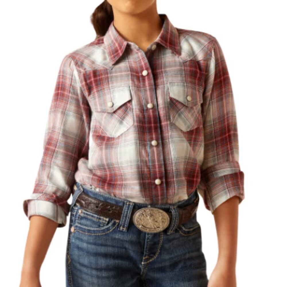 Ariat Afternoon Plaid Long-Sleeve Button-Down Shirt for Girls, Size XXL/16